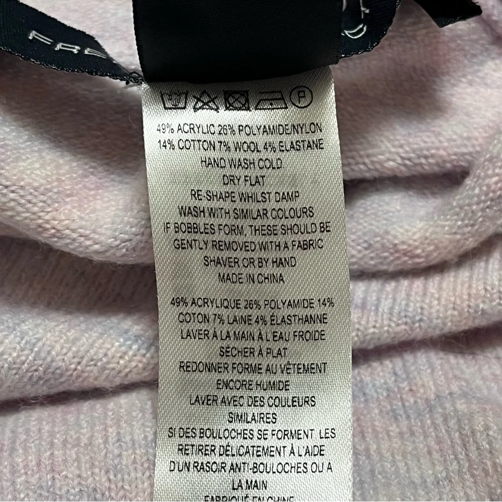 FRENCH CONNECTION Mock Neck Wool Sweater Heathered Pink Open Side Size Medium